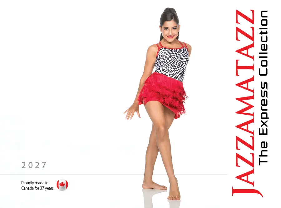 Girl in red fringe dance costume, Jazzamatazz Express Collection