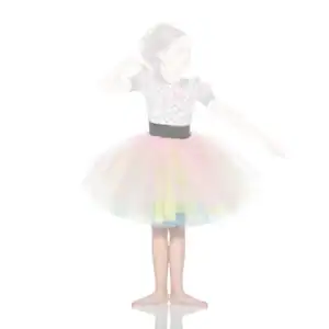Girl wearing colorful tutu and patterned dance costume