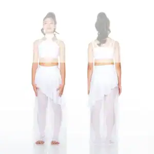 Front and back views of white dance costume