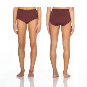 Front and back views of burgundy high-waisted briefs