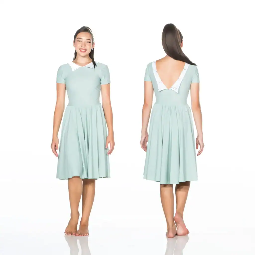 Front and back views of mint green dress