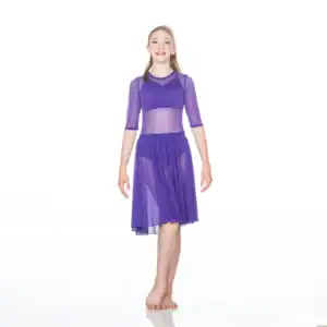 Young dancer wearing a purple sheer dance dress