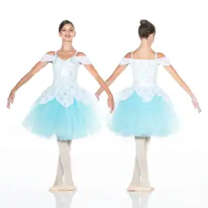 Front and back views of light blue ballet costume