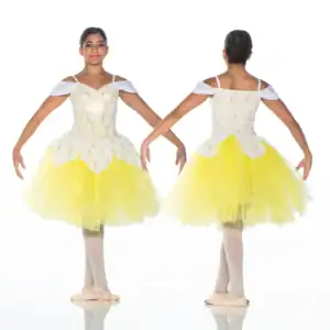 Front and back views of yellow ballet costume