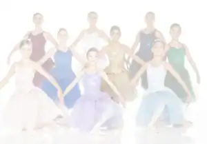 Young ballet dancers posing in colorful costumes