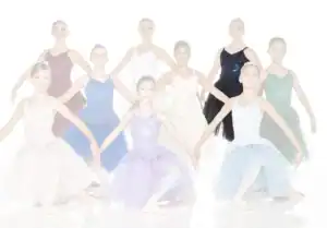 Young ballet dancers posing in colorful costumes