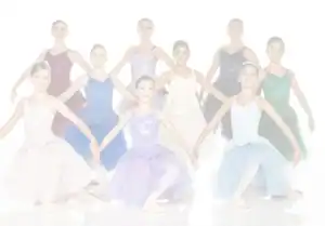 Young ballet dancers posing in colorful costumes