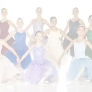 Young ballet dancers posing in colorful costumes