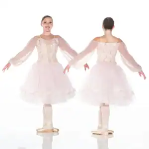 Front and back views of pink ballet costume